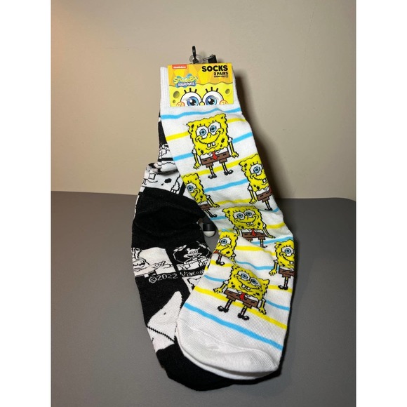 Odd Sox Nickelodeon Spongebob Squarepants Socks Mens Womens Black Yellow 2 Pair - Picture 1 of 3